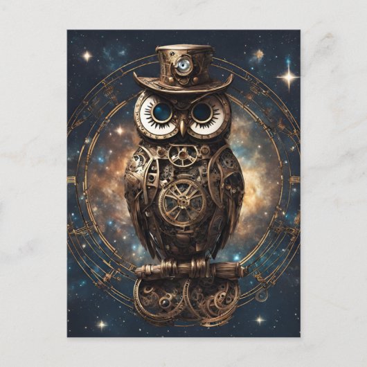 Steampunk Owl Briefkaart (Voorkant)