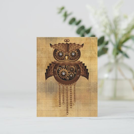 Steampunk Owl  Briefkaarten (Staand voorkant)