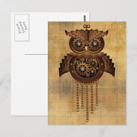 Steampunk Owl  Briefkaarten (Voorkant / Achterkant)