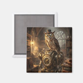 steampunk owl clockwork art magnet (Voorkant / Achterkant)
