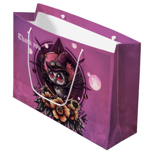 Steampunk Owl: de bewaker van geheimen. Groot Cadeauzakje (Voorkant Gekanteld)