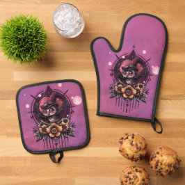 Steampunk Owl: de bewaker van geheimen. Ovenwant & Pannenlap Set