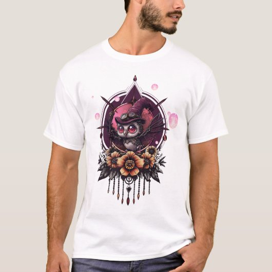 Steampunk Owl: de bewaker van geheimen. T-shirt (Voorkant)