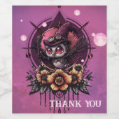 Steampunk Owl: de bewaker van geheimen. Wijn Etiket (Enkel label)