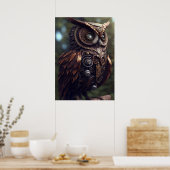 Steampunk Owl Digital Art afdrukbaar Poster (Keuken)