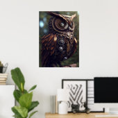 Steampunk Owl Digital Art afdrukbaar Poster (Thuiskantoor)