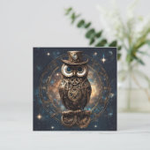Steampunk Owl Feestdagenkaart (Staand voorkant)