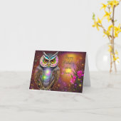 Steampunk Owl  Kaart op de geboorte (Gele Bloem)