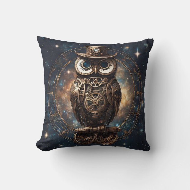Steampunk Owl Kussen (Voorkant)