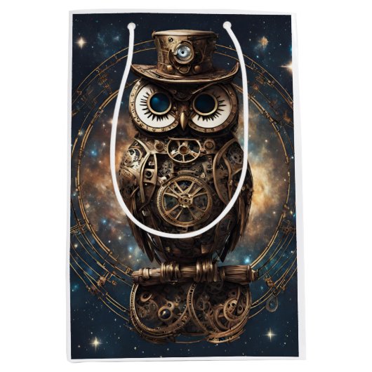 Steampunk Owl Medium Cadeauzakje (Voorkant)