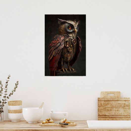 Steampunk Owl Poster (Keuken)