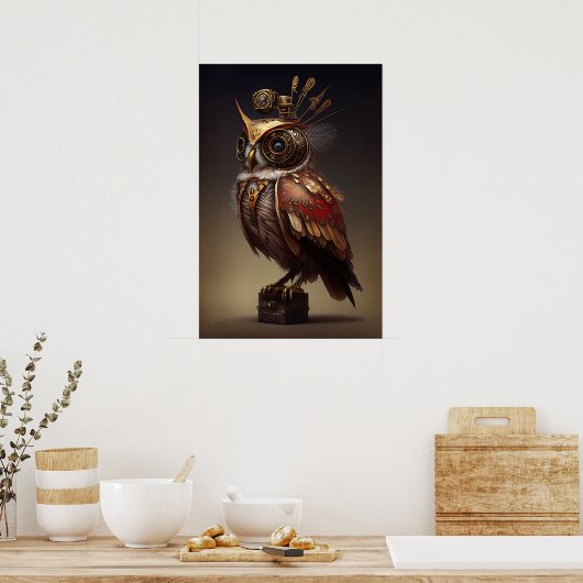 Steampunk Owl Poster (Keuken)