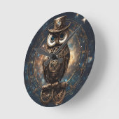 Steampunk Owl Ronde Klok (Hoek)