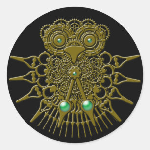 Steampunk Owl Ronde Sticker