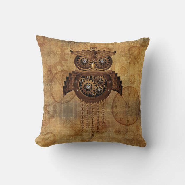Steampunk Owl  Stijlkussens Kussen (Voorkant)