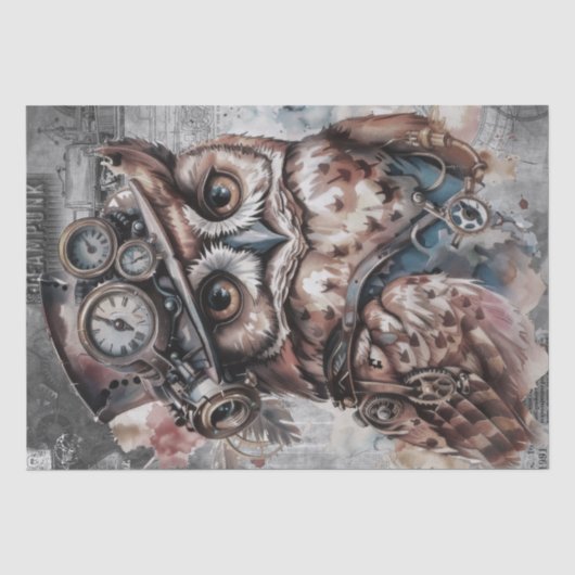 Steampunk Owl Tissuepapier (Voorkant)