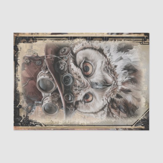 Steampunk Owl Tissuepapier (Voorkant)