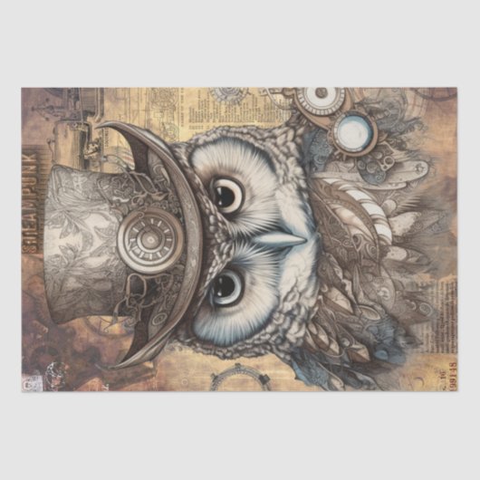 Steampunk Owl Tissuepapier (Voorkant)