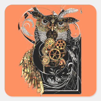 Steampunk Owl Vierkante Sticker