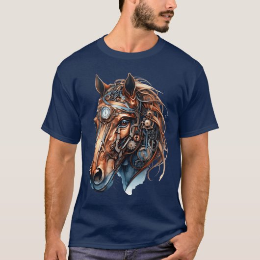 Steampunk Paard Artistiek Paard grappig T-shirt (Voorkant)