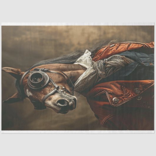  Steampunk Paard Decoupage Tissuepapier (Voorkant)