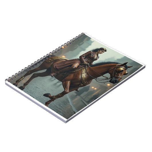 Steampunk paard met ruiter notitieboek (Linkerzijde)
