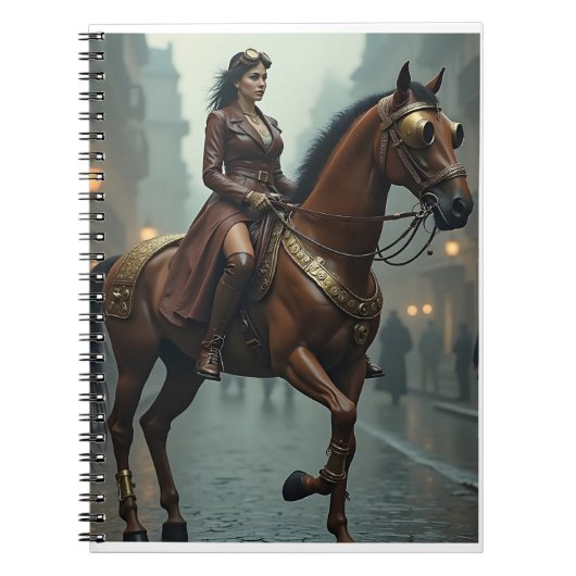 Steampunk paard met ruiter notitieboek (Voorkant)