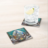 Steampunk paasei blauw ei kartonnen onderzetters (Insitu)