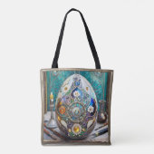 Steampunk paasei  blauw ei tote bag (Achterkant)