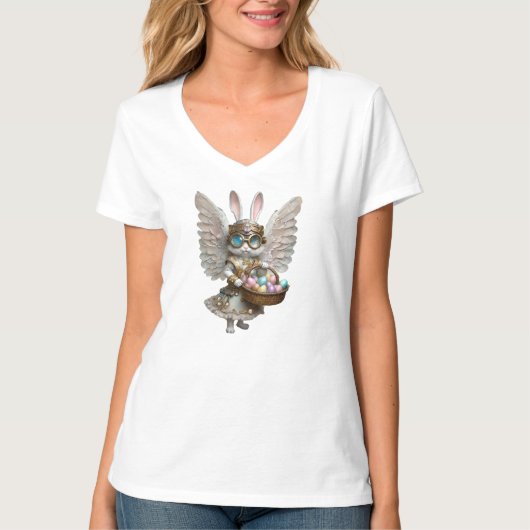 Steampunk paashaas engel meisje t-shirt (Voorkant)