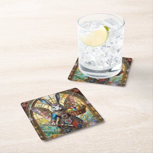 Steampunk paashaas krijger engel kartonnen onderzetters (Insitu)