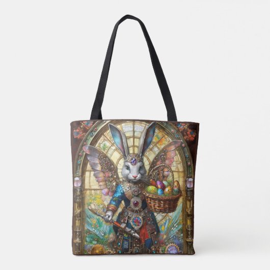 Steampunk paashaas krijger engel tote bag (Achterkant)