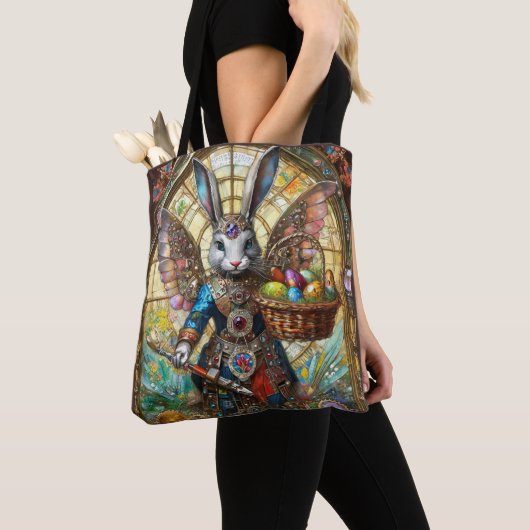 Steampunk paashaas krijger engel tote bag (Dichtbij)