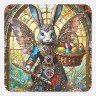 Steampunk Paashaas Krijger Engel Vierkante Sticker