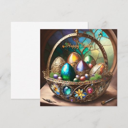 Steampunk Paasmand gevuld met kleurrijke eieren (Voorkant / Achterkant)