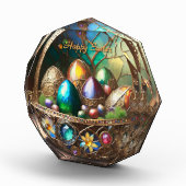 Steampunk Paasmand gevuld met kleurrijke eieren Fotoblokken (Rechts)