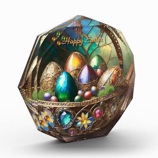 Steampunk Paasmand gevuld met kleurrijke eieren Fotoblokken (Links)