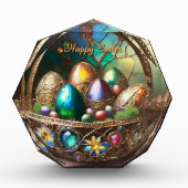 Steampunk Paasmand gevuld met kleurrijke eieren Fotoblokken (Voorkant)