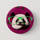 Steampunk Panda-Beer in bril met Mustache Ronde Button 5,7 Cm (Voorkant)