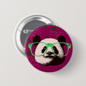 Steampunk Panda-Beer in bril met Mustache Ronde Button 5,7 Cm (Voorkant /achterkant)