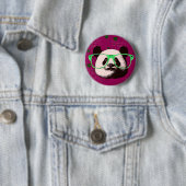 Steampunk Panda-Beer in bril met Mustache Ronde Button 5,7 Cm (In situ)