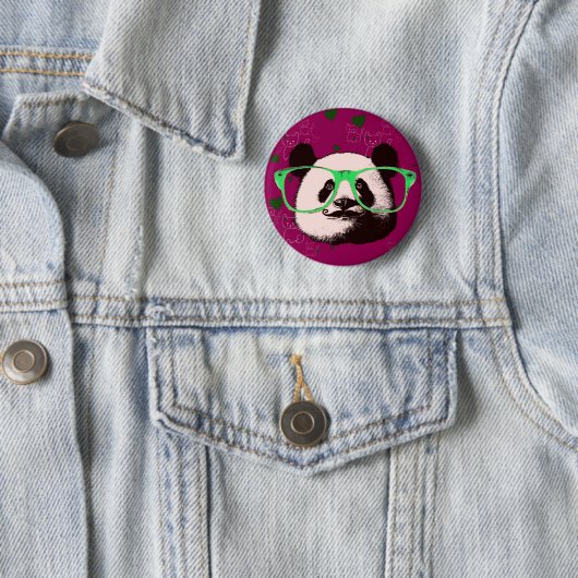 Steampunk Panda-Beer in bril met Mustache Ronde Button 5,7 Cm (In situ)