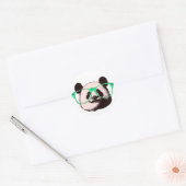 Steampunk Panda Beer in Bril met Snor Ronde Sticker (Envelop)