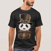 Steampunk Panda with Hat Antique Look T-shirt (Voorkant)