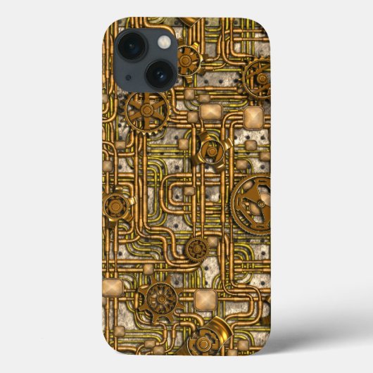 Steampunk-paneel - Tandwielen en pijpen - messing Case-Mate iPhone Case (Achterkant)