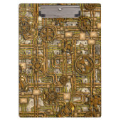 Steampunk-paneel - Tandwielen en pijpen - messing Klembord (Voorkant)