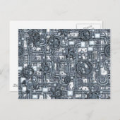 Steampunk-paneel - Tandwielen en pijpen - Staal Briefkaart (Voorkant / Achterkant)