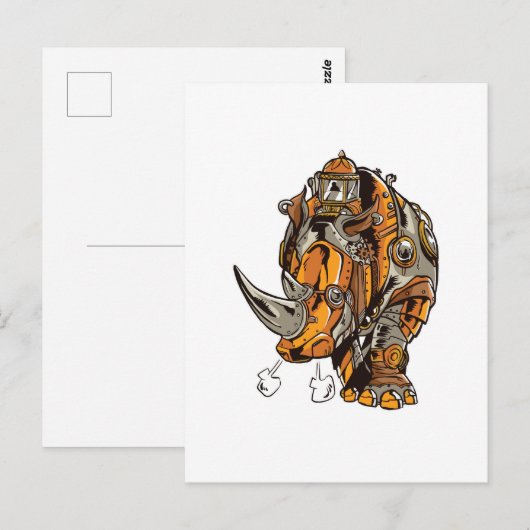 Steampunk-pantser RHINO Mechanisch Geek Chic Briefkaart (Voorkant / Achterkant)