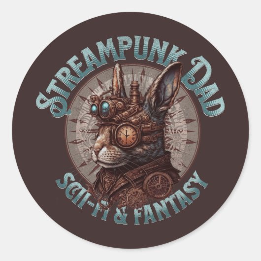 Steampunk Papa Konijn Ronde Sticker (Voorkant)