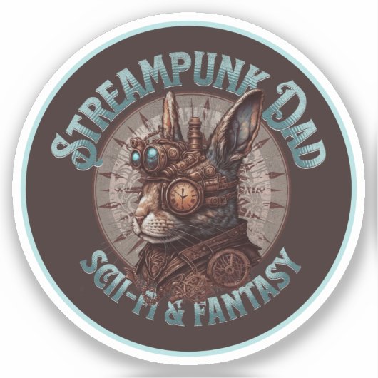 Steampunk Papa Konijn Sticker (Voorkant)
